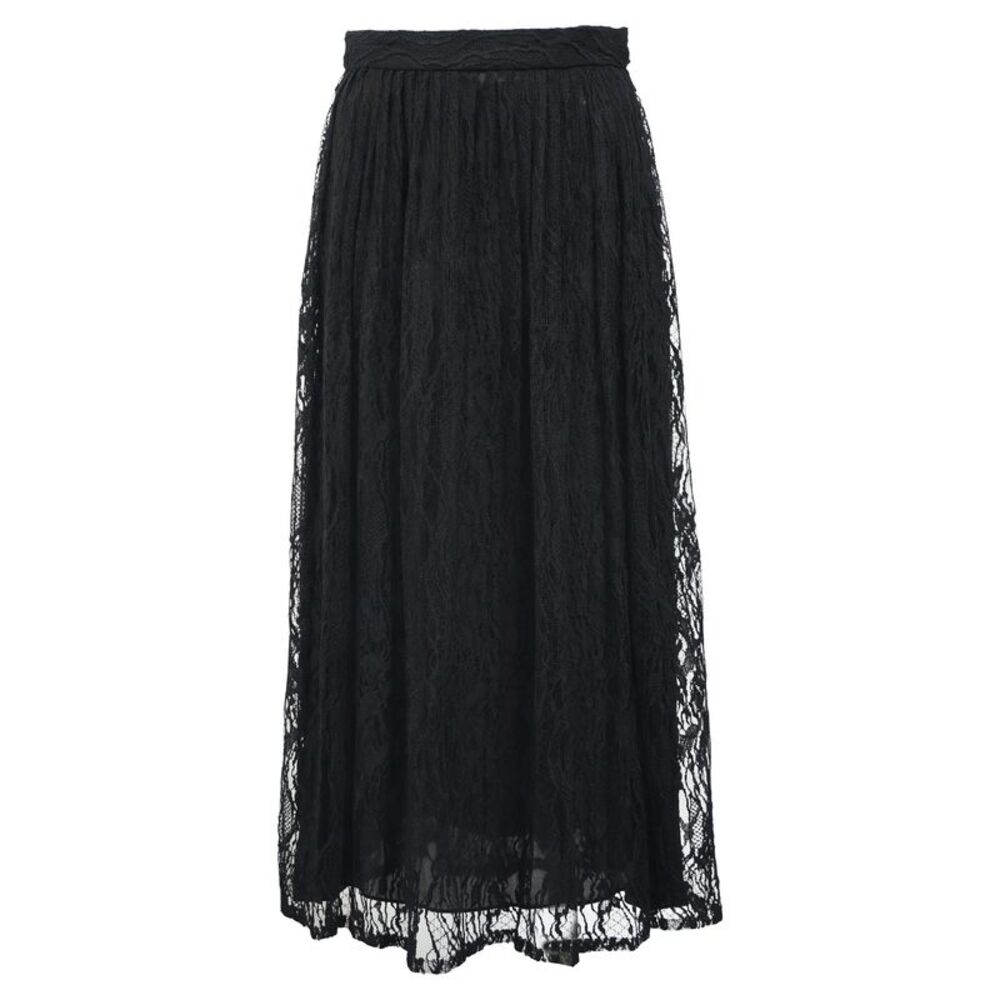 Celine Midi Lace Skirt in Black Polyamide